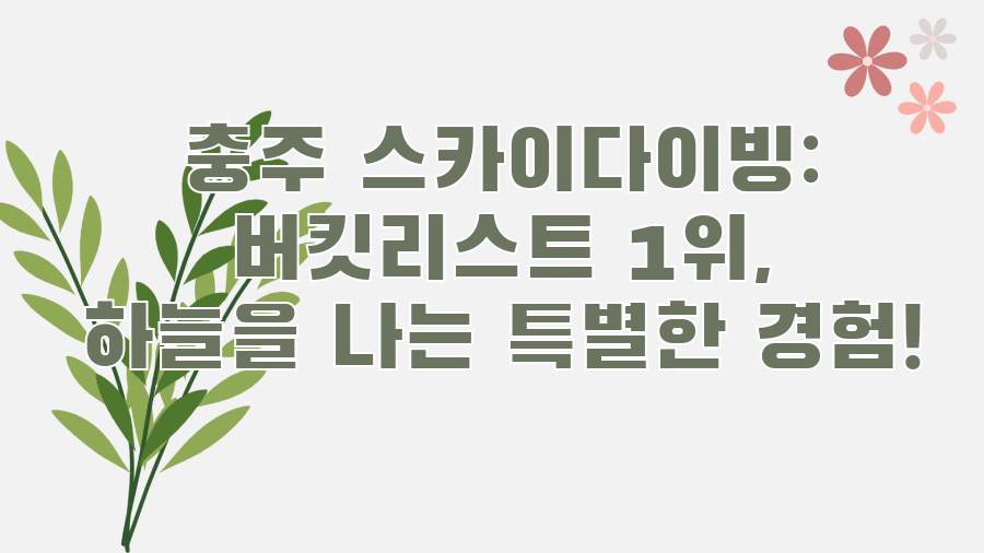 충주 스카이다이빙: 버킷리스트 1위, 하늘을 나는 특별한 경험!